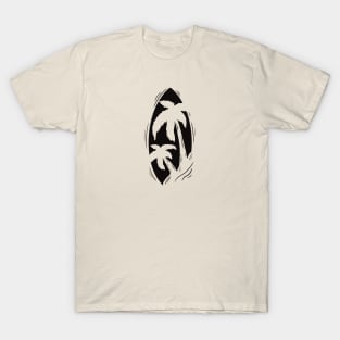 Surfboard in the silhouette of the palms T-Shirt